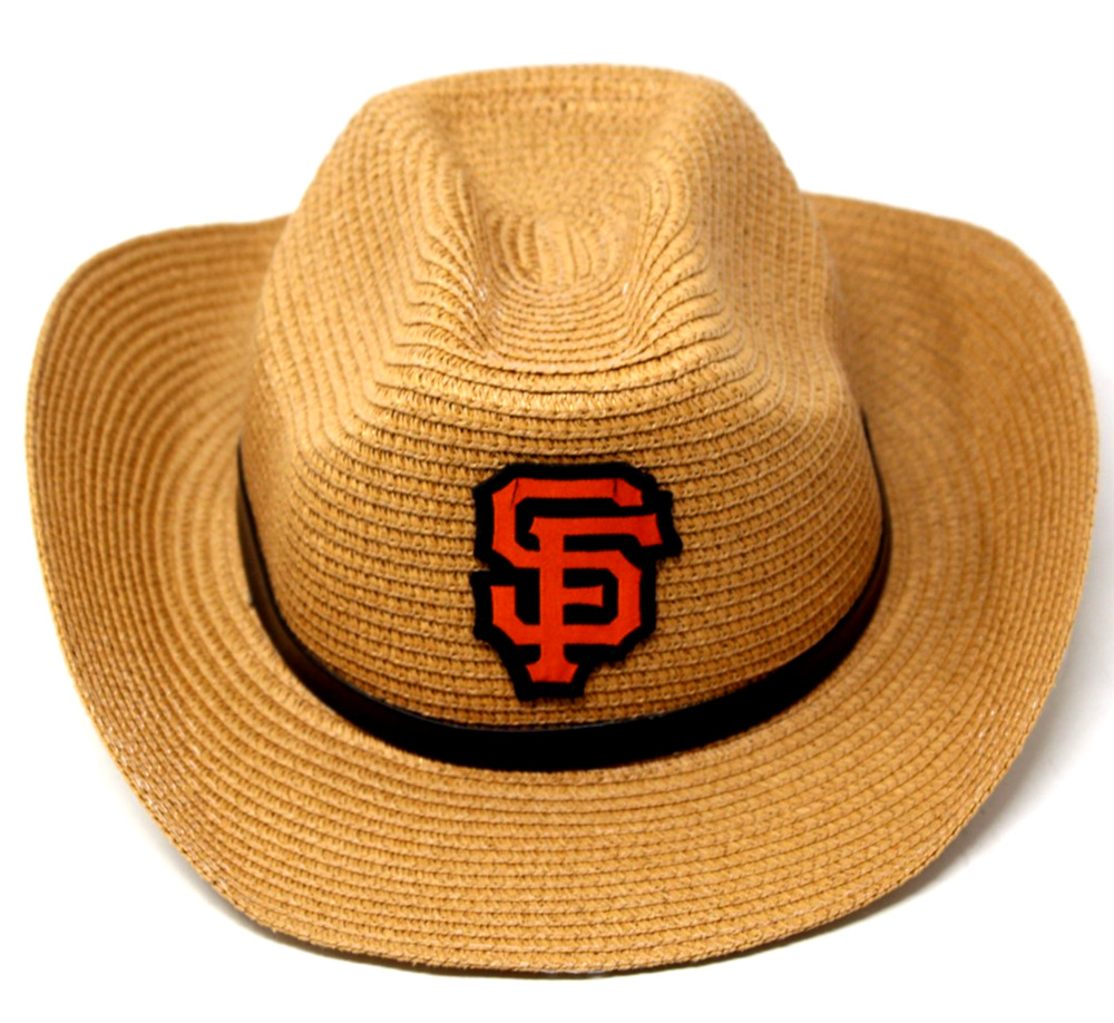 San Francisco Giants Cap OSFA Brown Straw Cowboy Hat With Chevy Patch Black Band